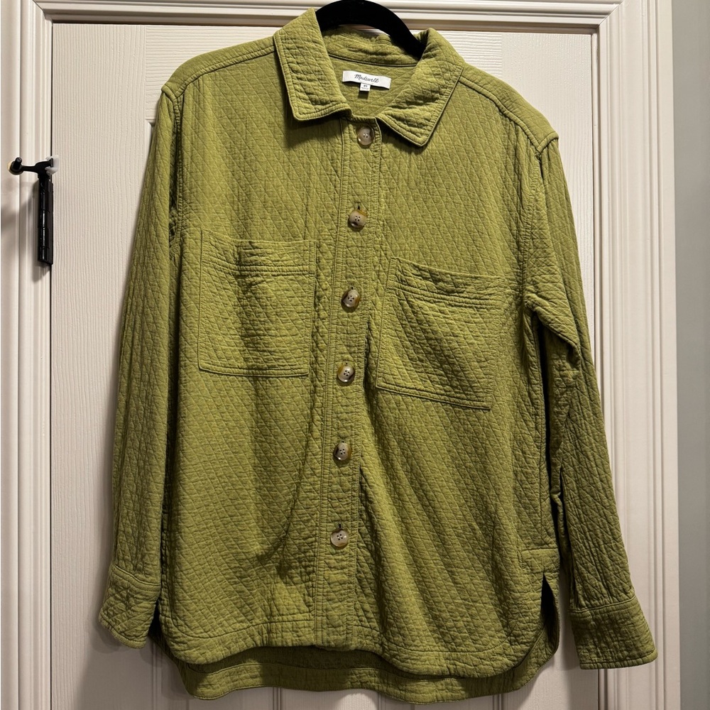 Madewell Chartreuse Quilted Shirt Jacket